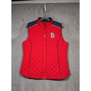 St. Louis Cardinals Quilted Women's Vest Zip Front MLB Baseball Red
